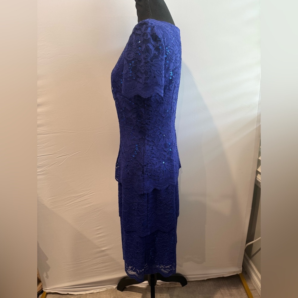 Alex Evenings Royal Blue Lace Midi Dress - Picture 4 of 5